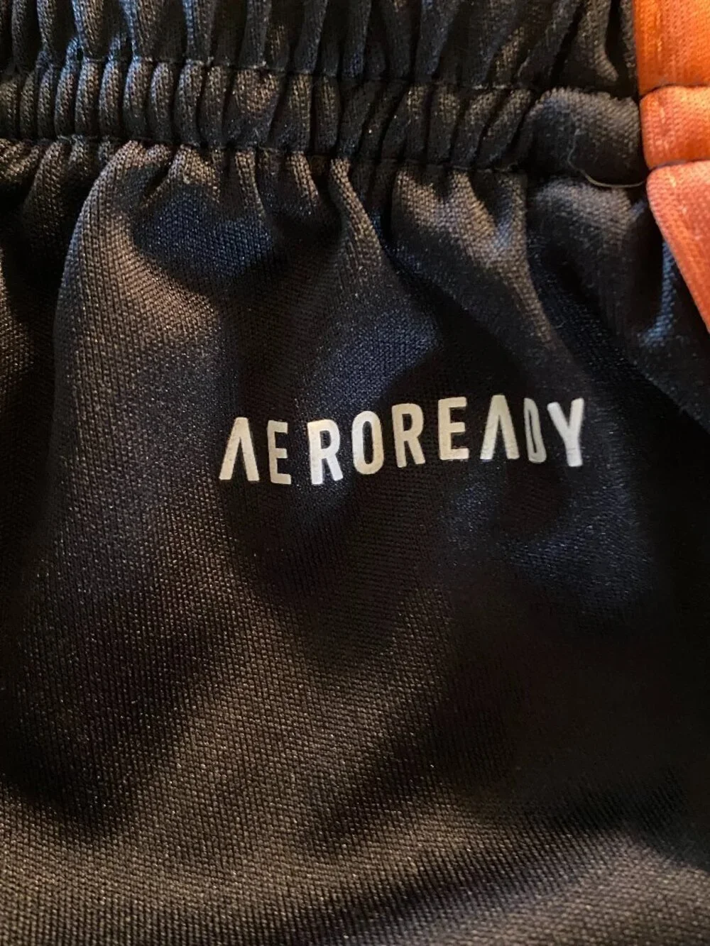 Adidas AEROREADY Boys XS Athletic Shorts Black Orange 3 Stripe Soccer Training